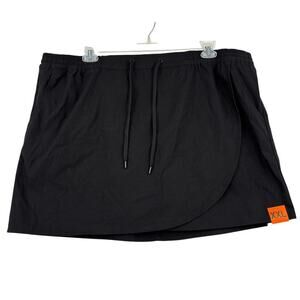 Eddie Bauer Skort Size XXL Black Tulip Hem Shorts Lining Nylon Stretch Faux Wrap